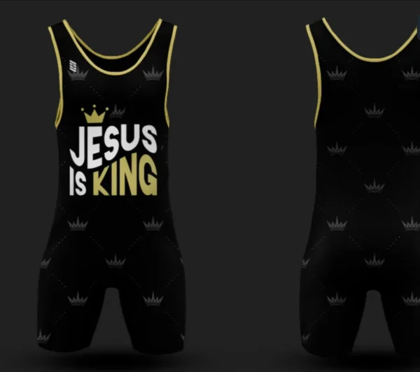 IMG_0170 Jesus is king Wrestling Singlet