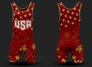 USA Red / Gold Wrestling Singlet