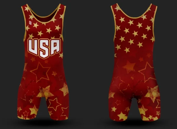IMG_0175 USA Red / Gold Wrestling Singlet