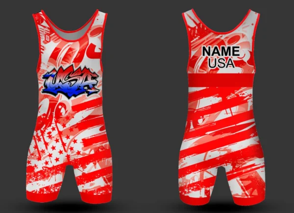 USA Warface Red Wrestling Singlet